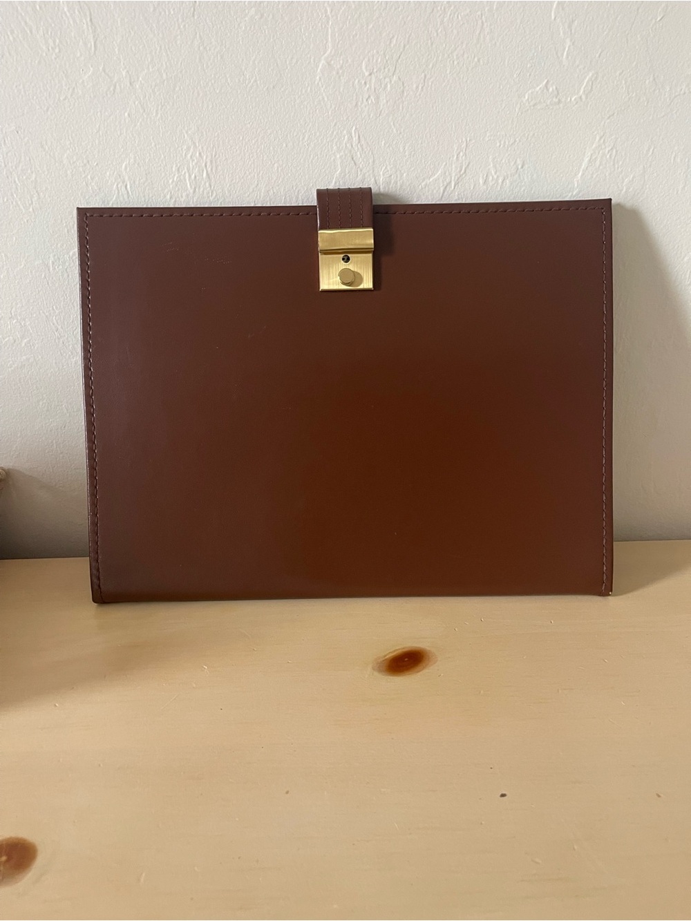 Vintage brown leather briefcase/ document case push lock